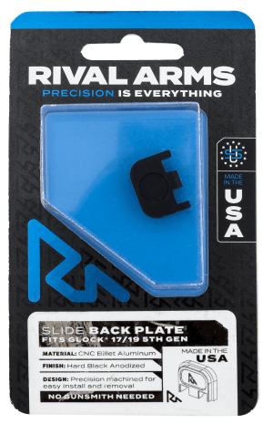 Rival Arms RA43G004A Slide Back Cover Plate Double Stack Black Anodized Aluminum for Glock 17/19 Gen5