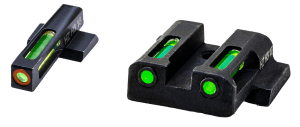 HiViz MPSN521 LiteWave H3 Tritium/LitePipe S&W M&P Shield Sight Set  Black | Green Tritium with Orange Outline Front Sight Green Fiber Optic Rear Sight