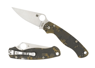 Spyderco C81GPCMOBK2 Para Military 2  3.44" Folding Drop Point Plain Black CPM S30V SS Blade Digital Camo G10 Handle Includes Pocket Clip