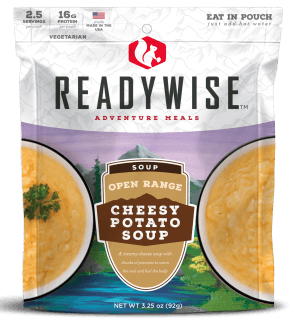 ReadyWise RW05010 Outdoor Food Kit Open Range Cheesy Potato Soup 2.5 Servings In A Resealable Pouch  6 Per Case