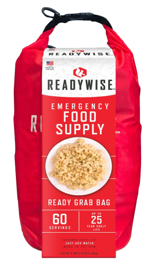 ReadyWise RW01641 7 Day Emergency Grab Bag  60 Servings  10 Mylar Pouches  13 920 Total Calories  About 60 Cups of Water Needed