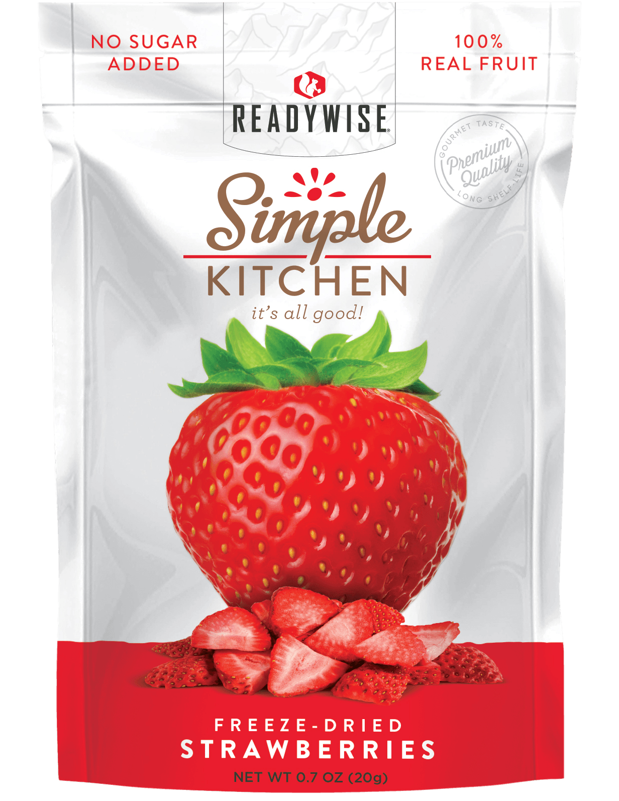 ReadyWise SK05006 Simple Kitchen Freeze Dried Fruit Strawberry 1 Serving Pouch 6 Per Case