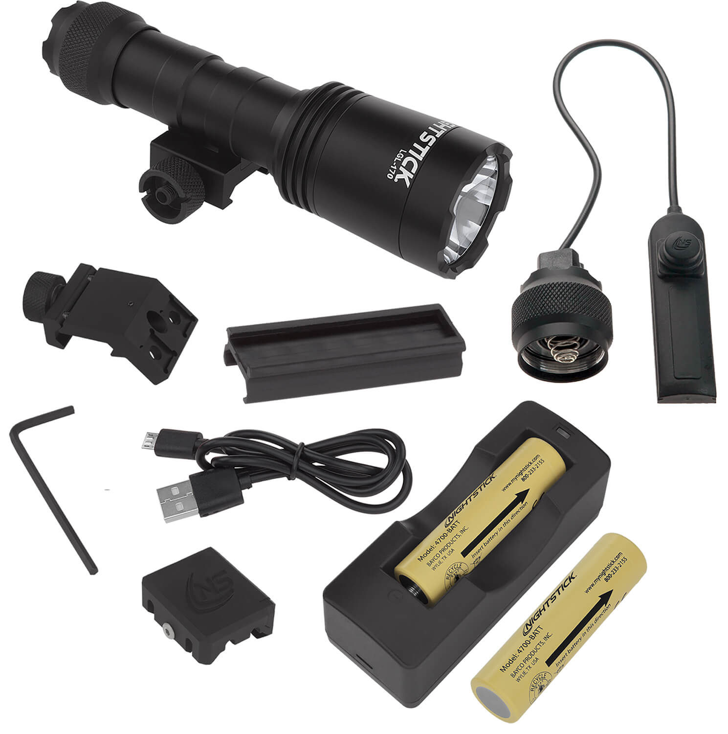 Nightstick LGL170 Rechargeable Full-Size Long Gun Light Kit Black Anodized 1500 Lumens White LED - Image 2