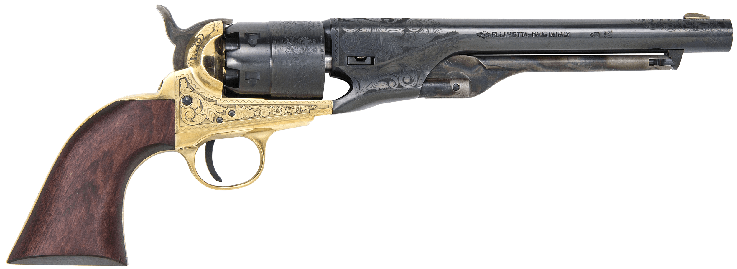 Traditions FR186012 1860 Army Break Open 44 Cal #11 Percussion 8" 6 Shot Brass Engraved Frame Blued Engraved Barrel Blued Cylinder Walnut Grip