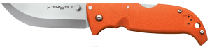 Cold Steel CS20NPJ Finn Wolf 3.50" Folding Straight Back Plain Satin Polished AUS-8A SS Blade/Blaze Orange Griv-Ex Handle Includes Pocket Clip