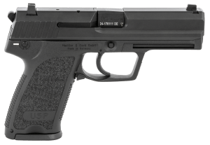 HK 81000309 USP V1 SA/DA 9mm Luger Caliber with 4.25" Barrel  10+1 Capacity  Overall Black Finish  Serrated Trigger Guard Frame  Serrated Steel Slide & Polymer Grip Includes 2 Mags