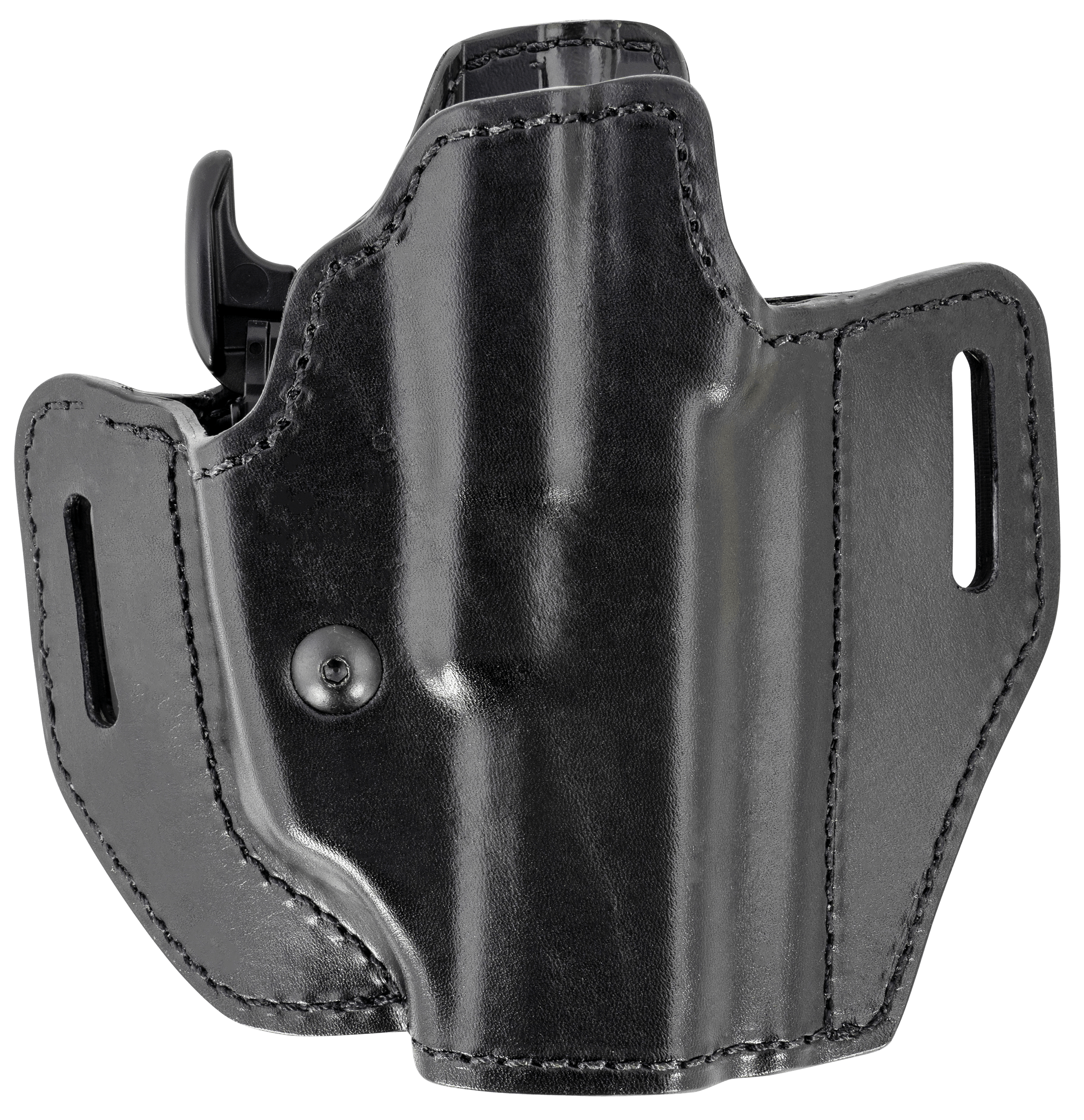 Bianchi 58351 Allusion Assent Pro-Fit OWB Size 13 Black Leather Belt Slide Compatible w/Springfield XDS/Ruger American Pistol/Glock 17/22 Belt Up to 1.50" Wide Right Hand