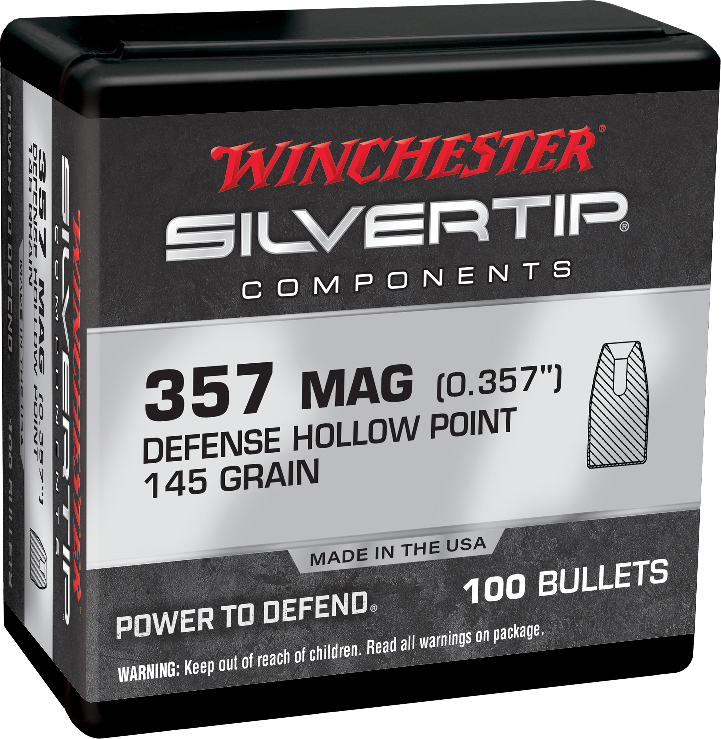 Winchester Ammo WB357S145X Centerfire Handgun Reloading 357 Mag .357 145 gr Silvertip Hollow Point 100rd Box