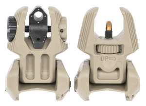 Meprolight USA 403440 FUBS Self Illuminated Flip Backup Sights  Desert Tan-Orange Front Sight /Green Rear Sight for AR-15