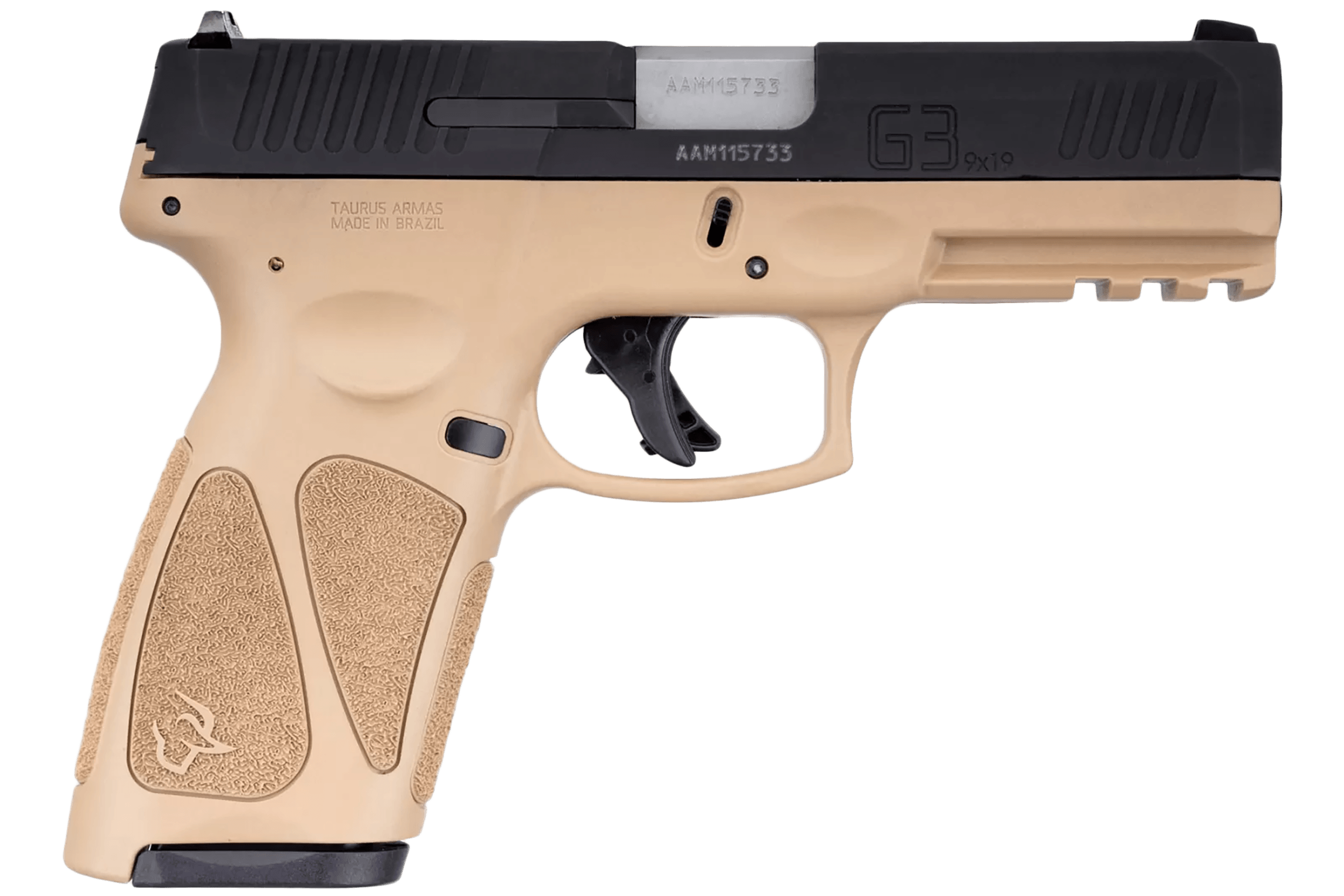 Taurus 1G3B941T G3 Full Size Frame 9mm Luger 15+1 17+1 4" Matte Stainless Steel Barrel Matte Black Tenifer Serrated Alloy Steel Slide Tan Polymer Frame w/Picatinny Rail Tan Polymer Grip Right Hand