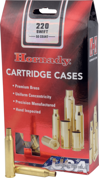 Hornady 8615 Unprimed Cases Cartridge 220 Swift Rifle Brass