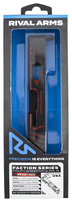 Rival Arms RARA12G206A Faction Series Slide A1 with Docter Cut Cerakote Ready Red 17-4 Stainless Steel for Glock 19 Gen4