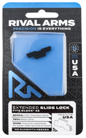 Rival Arms RARA80G004A Slide Lock Extended Glock 42 Black QPQ Stainless Steel