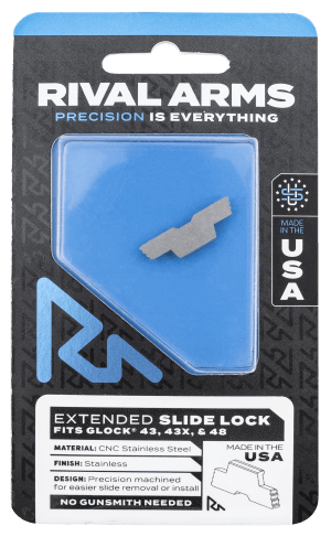 Rival Arms RARA80G003D Slide Lock Extended Polished Stainless for Glock 43/43X/48