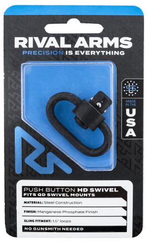 Rival Arms RARA92S1B HD Swivel  Black Manganese Phosphate Steel with 1.25" Loop & Push Button