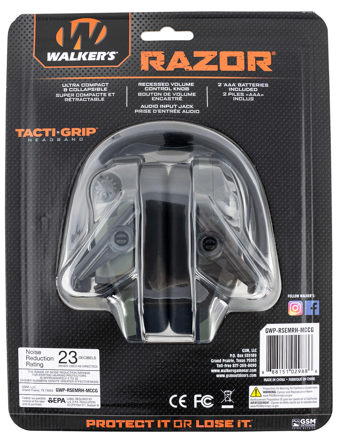 Walker's GWPRSEMRHMCCG Razor Slim Electronic Muff 23 dB Over the Head Gray MultiCam/Black Polymer - Image 2
