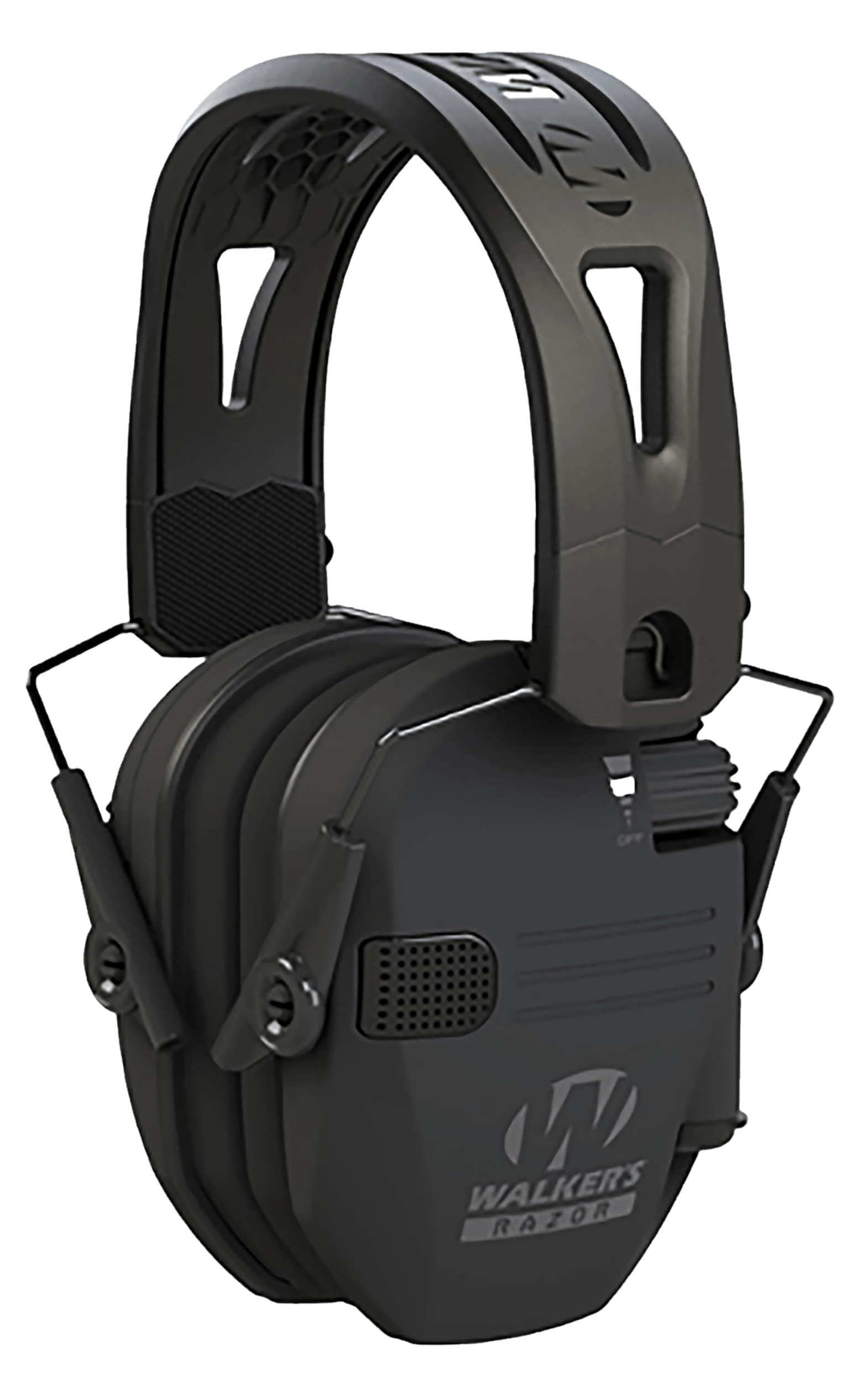 Walker's GWPRSEMRH RAZR Razor Slim Electronic Muff 23 dB Over the Head Black Polymer