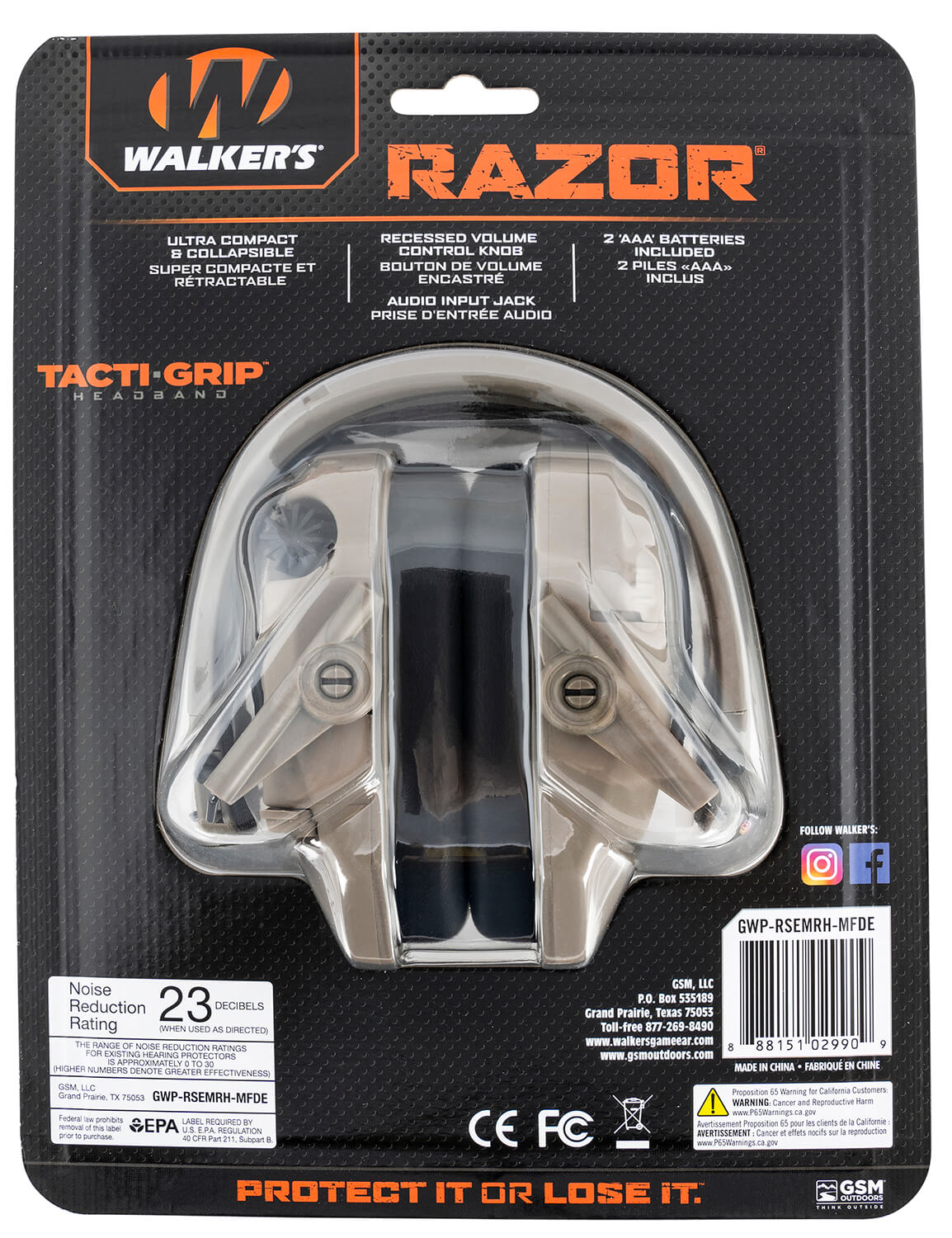 Walker's GWPRSEMRHMFDE Razor Slim Electronic Muff 23 dB Over the Head Flat Dark Earth Polymer - Image 2