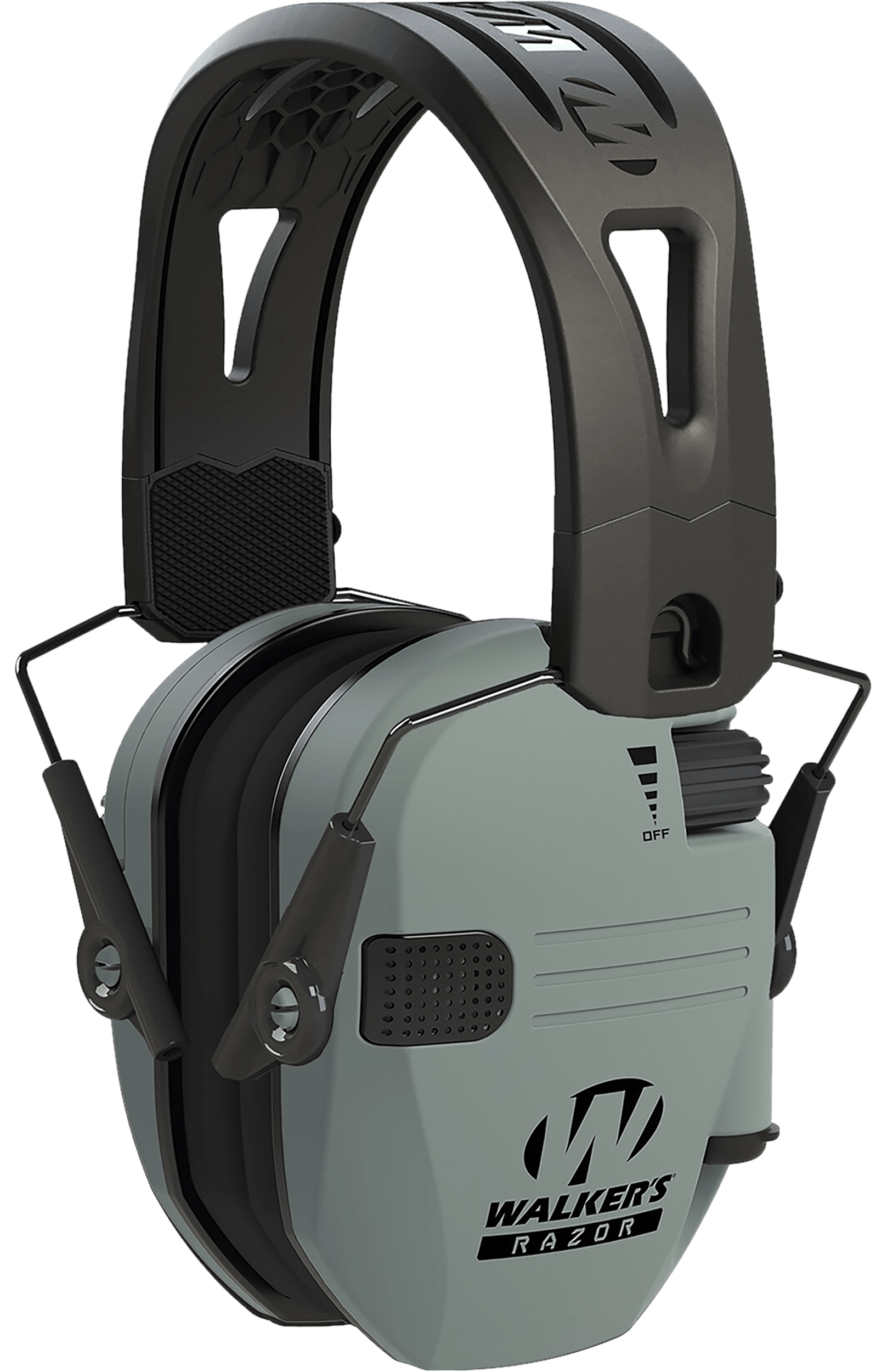 Walker's GWPRSEMRHBGY Razor Slim Electronic Muff 23 dB Over the Head Battleship Gray/Black Polymer