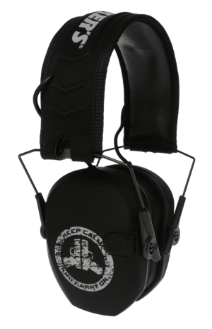 Walker's GWPRSEMFSKCCO Razor Slim Electronic Freedom Muff 23 dB Over the Head Black w/Distressed Carry On Logo Polymer