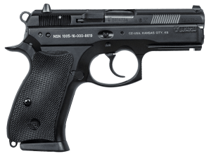 CZ-USA 91199 P-01  9mm Luger 15+1  3.75" Steel Barrel  Black Serrated Steel Slide  Black Polycoat Aluminum Frame w/Beavertail  Black Rubber Grip