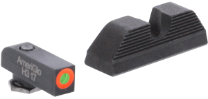 AmeriGlo GL5353 Protector Sight Set for Glock Black | Green Tritium with Orange Outline Front Sight Black Rear Sight