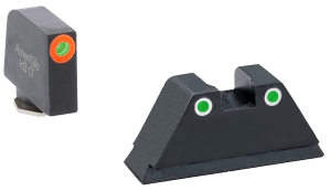 AmeriGlo GL331 Optic Compatible Sight Set for Glock Black | XL Tall Green Tritium with Orange Outline Front Sight XL Tall Green Tritium with White Outline Rear Sight