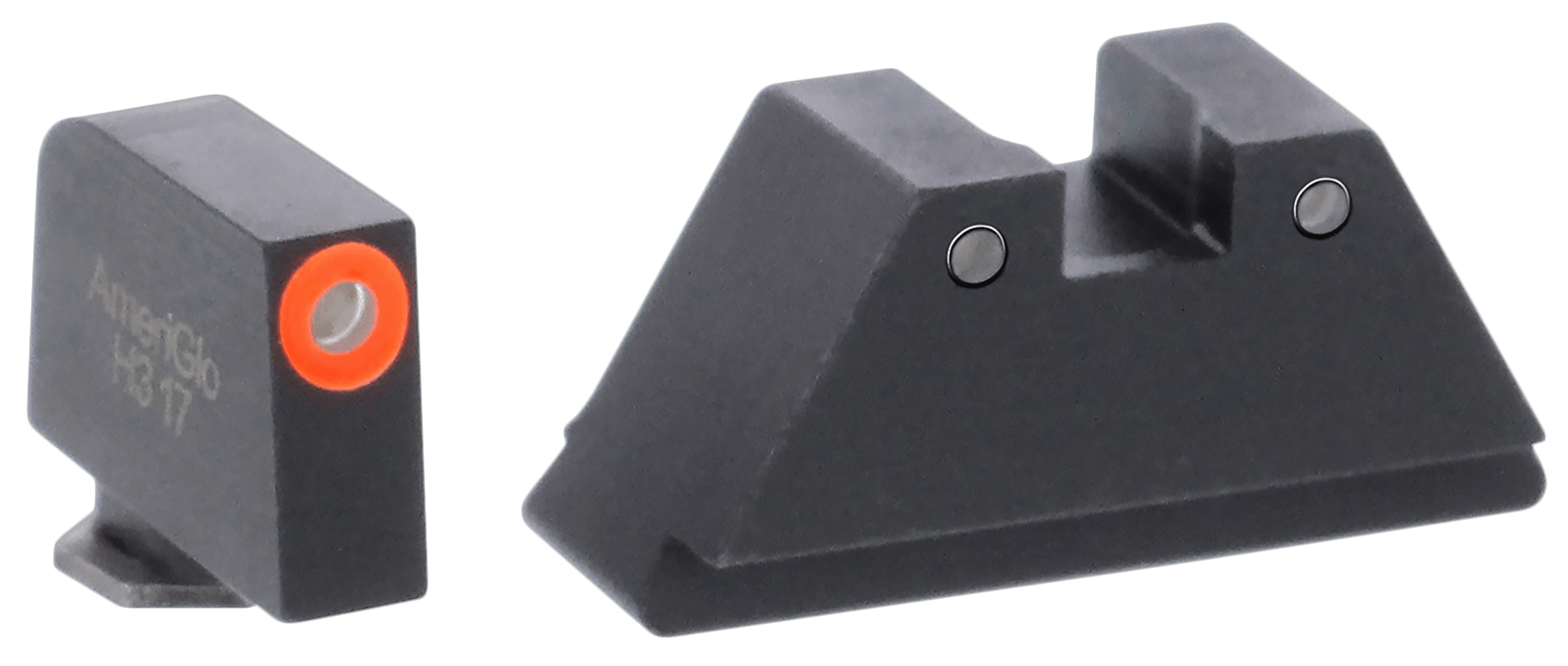 AmeriGlo GL452 Optic Compatible Sight Set for Glock Black | XL Spartan Operator Tall Green Tritium with Orange Outline Front Sight XL Tall Green Tritium with Black Outline Rear Sight