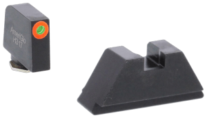 AmeriGlo GL511 Optic Compatible Sight Set for Glock  Black | XL Tall Green Tritium with Orange Outline Front Sight XL Tall Black Rear Sight