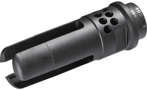 SureFire WARCOMP7625824 Warcomp QD Flash Hider 30 Cal (7.62mm) 5/8"-24 tpi Open Tine 3-Prong Ported Black Stainless Steel for AR/M4-Platform (SOCOM Suppressor Compatible)