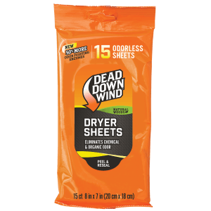 Dead Down Wind 11913 Dryer Sheets Cover Scent Natural Woods Scent Dryer Sheet 15 Per Pkg