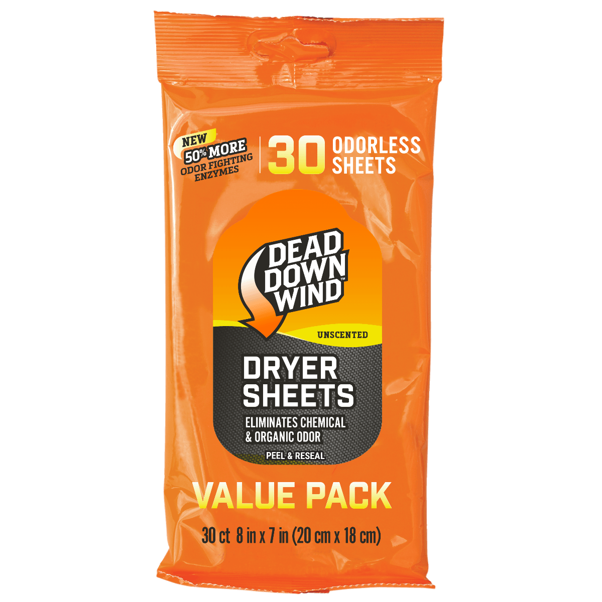 Dead Down Wind 113019 Dryer Sheets Odor Eliminator Odorless Scent Dryer Sheet 30 Per Pkg