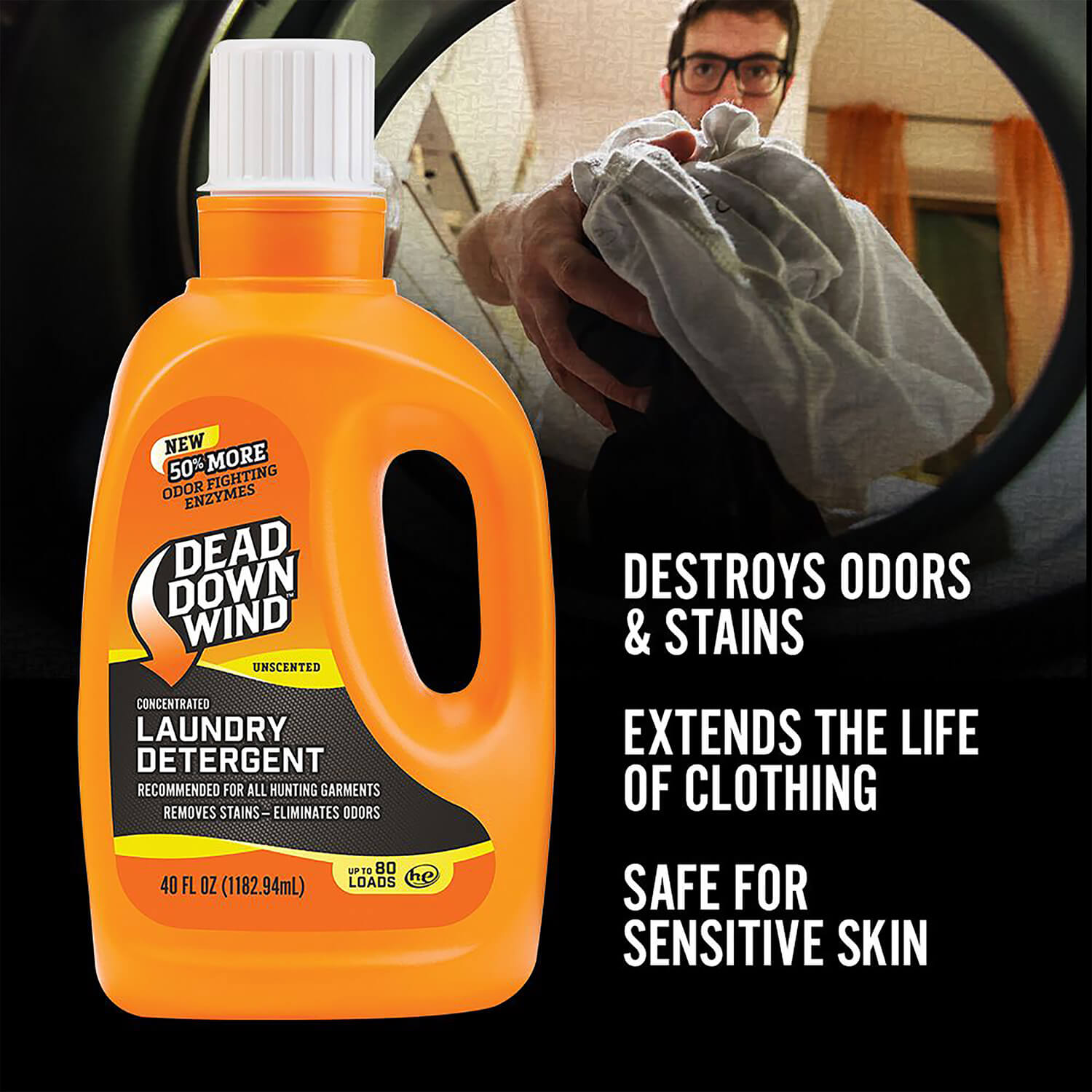 Dead Down Wind 114018 Laundry Detergent Odor Eliminator Unscented Scent 40 oz Jug - Image 3
