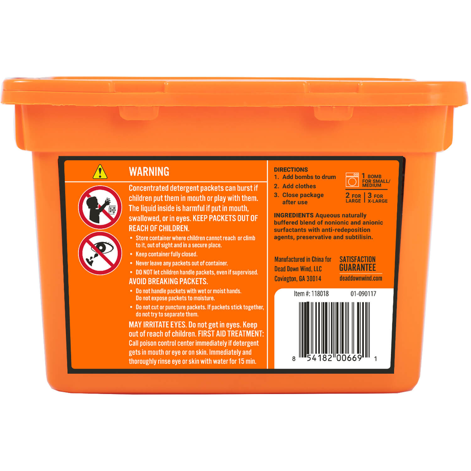 Dead Down Wind 118318 Laundry Bombs Odor Eliminator Unscented Scent 12.24 oz Tub 18 count - Image 2