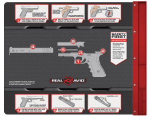 Real Avid AVGLOCKSM Smart Mat Cleaning Mat Black/Gray Non-Slip Rubber 19" x 16" Glock Parts Diagram Illustration