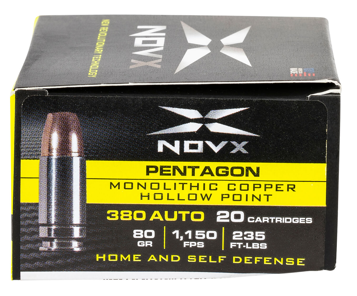 NovX 380CP8020 Pentagon 380 ACP 80 gr Monolithic Copper Hollow Point 20rd Box - Image 2