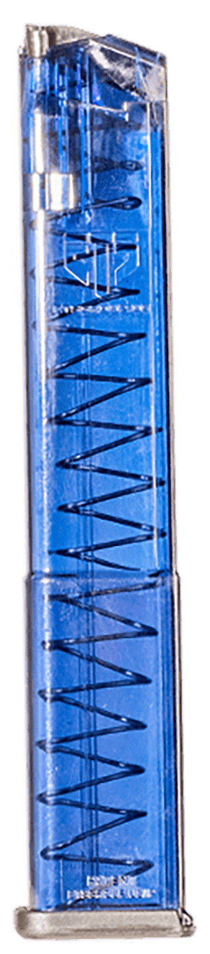 ETS Group GLK18G2BLU Pistol Mags  31rd Extended w/Gen2 Floor Plate 9mm Luger Compatible w/ Glock 17/18/19/19X/26/34/45 Clear Blue Polymer