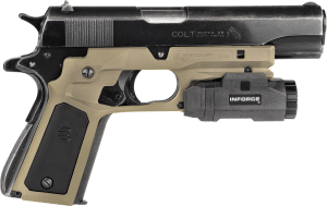 Recover Tactical CC3P0201 Frame Grip  Tan Polymer Frame with Interchangeable Black & Tan Panels for Standard Frame 1911