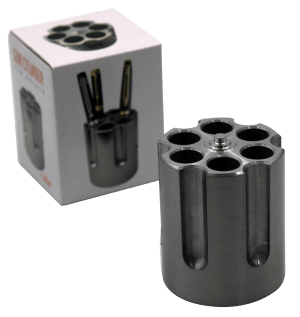 Caliber Gourmet CBG1007BK Caliber Gourmet Cylinder Pen Holder Black Aluminum 3.25" x 2.75" Pistol Cylinder