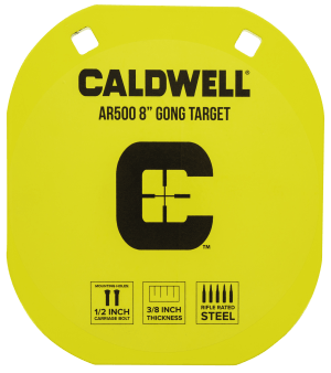 Caldwell 1116703 Gong  8" Yellow AR500 Steel 0.38" Thick Hanging