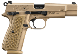 FN 66101117 High Power 9mm Luger 10+1 4.70" Black Target Crown Steel Barrel Flat Dark Earth PVD Serrated Steel Slide & Steel Frame w/Beavertail FDE Textured Polymer Grip Ambidextrous