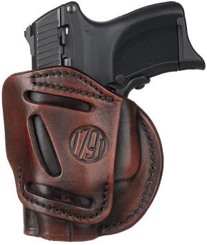 1791 Gunleather 4WH3VTGR 4-Way  IWB/OWB Size 03 Vintage Leather Belt Clip Compatible w/Glock 26/Ruger LC9/S&W M&P Shield/2.0 9/40 Right Hand
