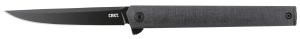 CRKT 7097K CEO Blackout 3.35" Folding Plain Black EDP AUS-8A SS Blade/Black GRN Handle Includes Pocket Clip