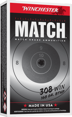 Winchester Ammo S308M Match 308 Win 168 gr Sierra MatchKing BTHP 20rd Box