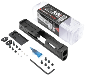 Strike Industries P365SLIDEBK Strike Replacement Slide Black Stainless Steel with Ports & Optics Cut for Sig P365 Includes Charging Handle
