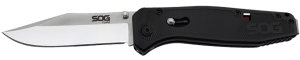 S.O.G SOGFLA1001CP Flare 3.50" Folding Plain Clip Point Satin Polished/Black GRN Handle