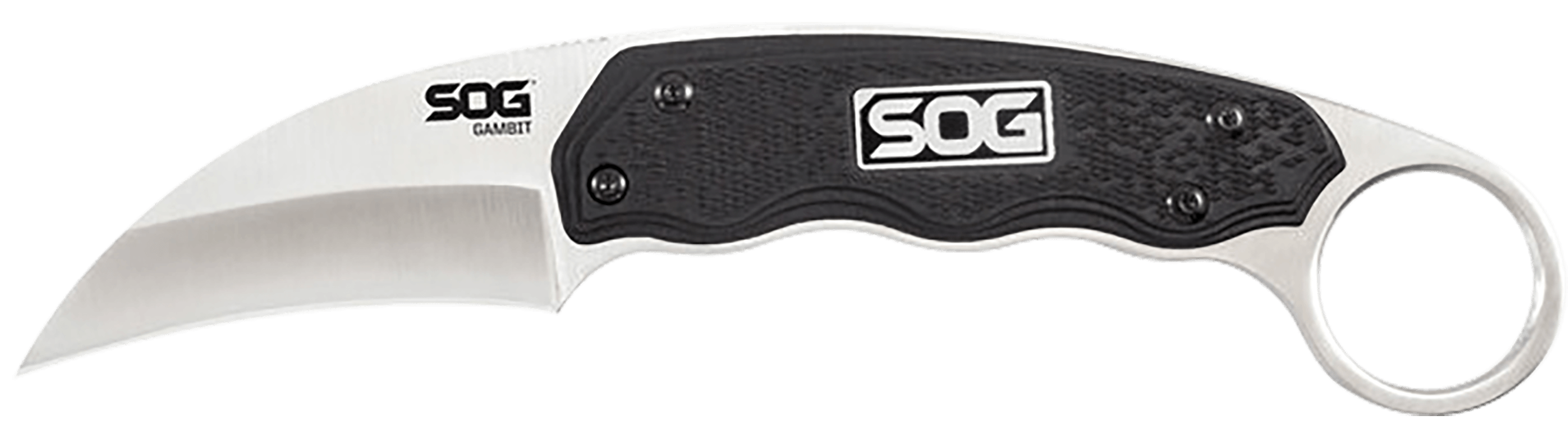 S.O.G SOG-GB1001-C Gambit 2.58" Fixed Sheepsfoot Plain Satin Polished 7Cr17MoV SS Blade Black GRN Handle Includes Sheath