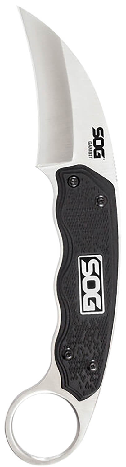 S.O.G SOG-GB1001-C Gambit 2.58" Fixed Sheepsfoot Plain Satin Polished 7Cr17MoV SS Blade Black GRN Handle Includes Sheath - Image 2