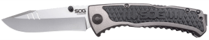 S.O.G SOGSW1011CP Sideswipe 3.40" Folding Clip Point Plain Bead Blasted 7Cr15MoV SS Blade Gray Anodized Aluminum/G10 Handle Includes Belt Clip