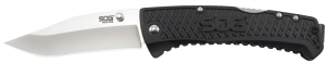 S.O.G SOG-TD1011-C Traction 3.50" Folding Clip Point Plain Satin 5Cr13MoV SS Blade Black Textured GRN Handle Includes Pocket Clip